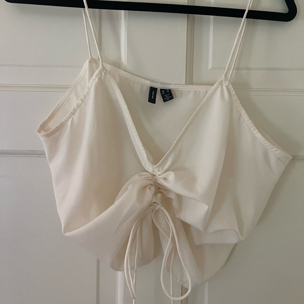 Adjustable white silk top